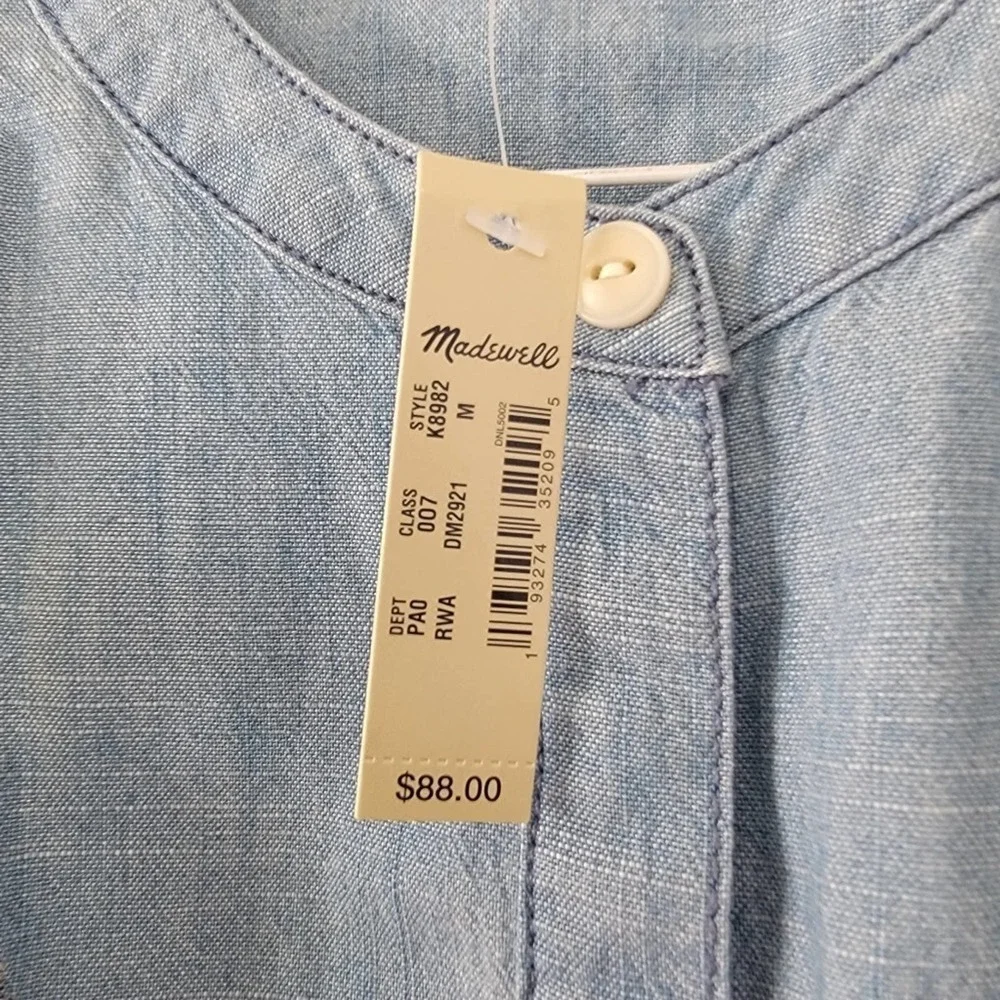 🛑 2 / $40 Sale! MADEWELL Floral Embroidered Denim Ruffle Top NWT - Picture 7 of 12